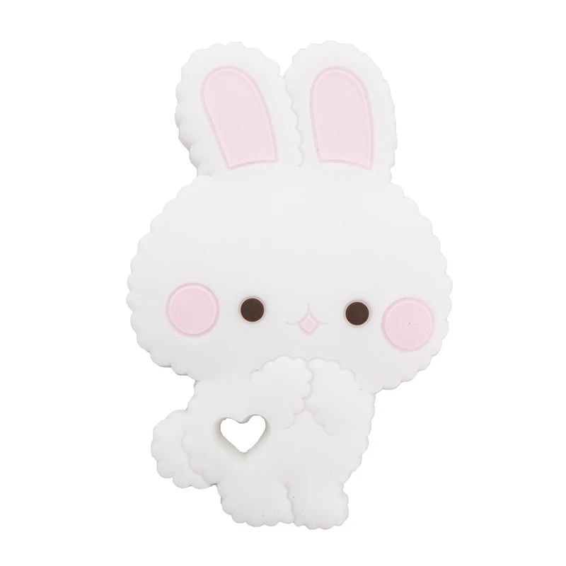 Pink Chenkai 10 шт. BPA бесплатно силиконовые Грызунок «кролик» милые животные Catrtoon кролик Прорезыватели Для DIY кормящих сосок клип пустышки цепи - Цвет: Pink