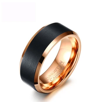 

Black Rose Gold Top Grade Tungstem Carbide Rings Accessories IP Plating Jewel Finger Ring Fashion Jewelry Birthday Party Gifts