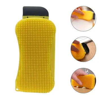 

New 3 in 1 Kitchen Cleaning Tool Sponge Brush Silicone Cleaning Brush Wash Pan Dish Bowl Sponge Scraper With Soap Dispenser