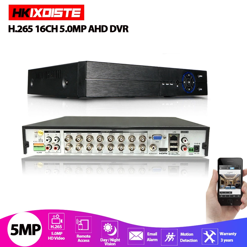 HKIXDISTE 16CH AHD DVR 5MP 2MP рекордер наружного наблюдения камера Onvif сеть 16 каналов IP NVR 6CH