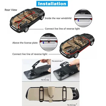 

4.3 HD Dual Lens Car DVR Dash Cam Front Rear Mirror Camera Touch Recorder UK