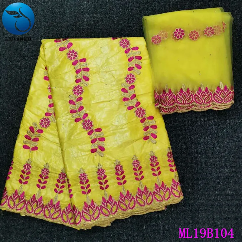 LIULANZHI желтый Базен хлопчатобумажная ткань дизайн Африканский Базен riche с камнями 5+ 2 ярдов getzner broderie ткань ML19B104