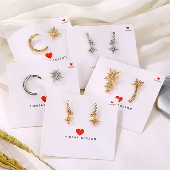

EN Trendy boho Crystal Geometric Women Dangle Earrings Asymmetric Star Moon Gold Earrings for Women Brincos 2020 Korean Jewelry
