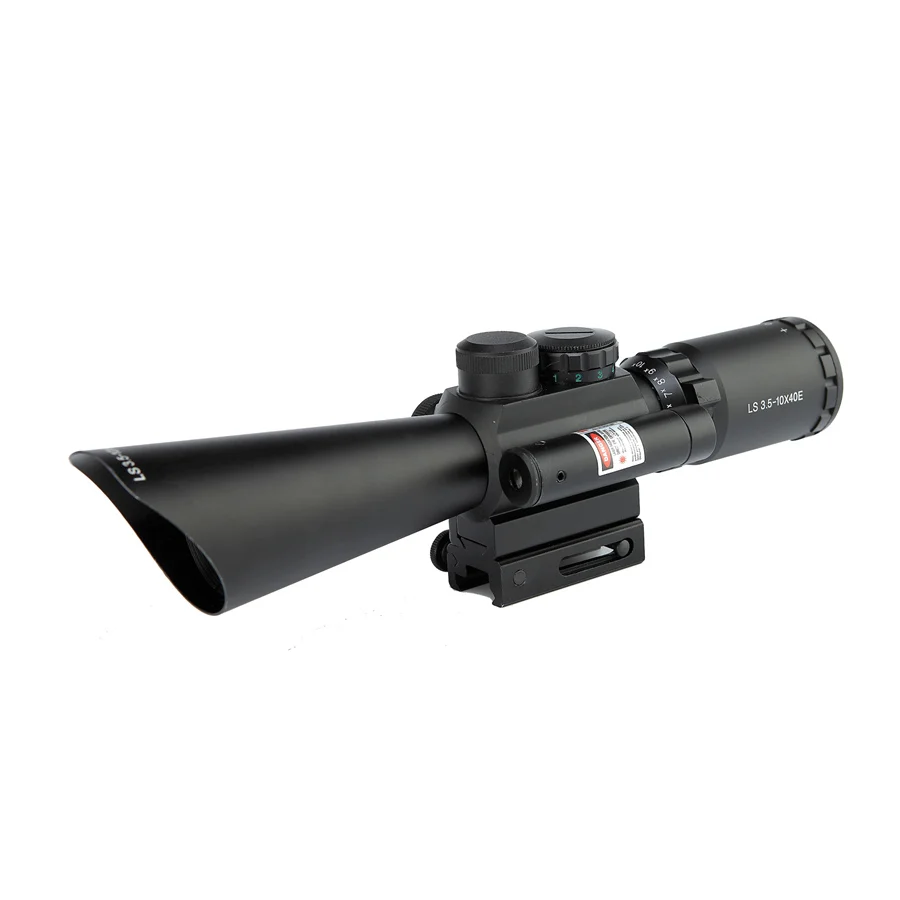 3.5-10x40 Hunting Shooting Rifle Scope M8 Sniper Optical Scopes With Red Laser Target Sight Light For Airsoft Guns