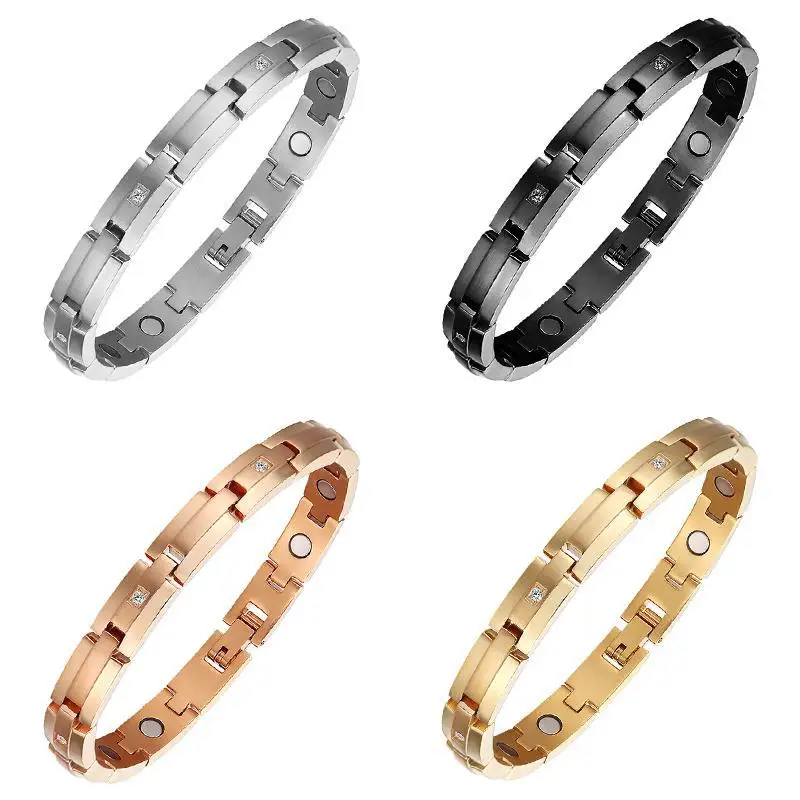 OKtrendy Women Crystal Charm Bracelet Gold Color Power Magnetic Bracelets Benefits Healthy Bio Energy 3000 Gauss Pure Titanium