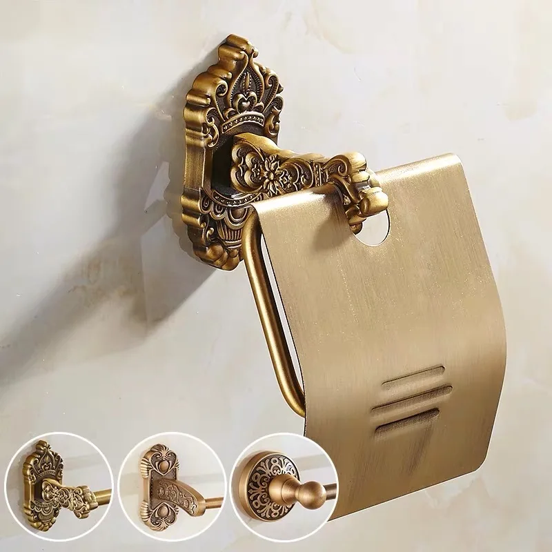 

European style bathroom roll tissue holder antique aluminum bathroom accessories wall mounted
