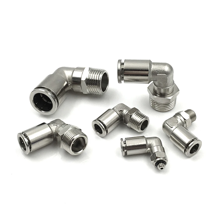 

4/6/8/10/12mm OD Hose x 1/8 1/4 3/8 1/2 BSPT Male Elbow Nickel Plated Brass Push In Quick Connector Release Air Fitting Plumbing