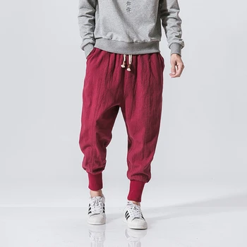 

Zogaa 2019 Man's New Cotton Pant Men's Hip Hop Chinese Stlye Pant Male Casual Solid Midwaight Pant Men's Harem Loose Pants