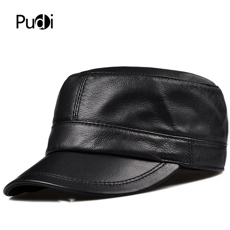 

Pudi man real leather military hat cap winter warm baseball caps hats HL923