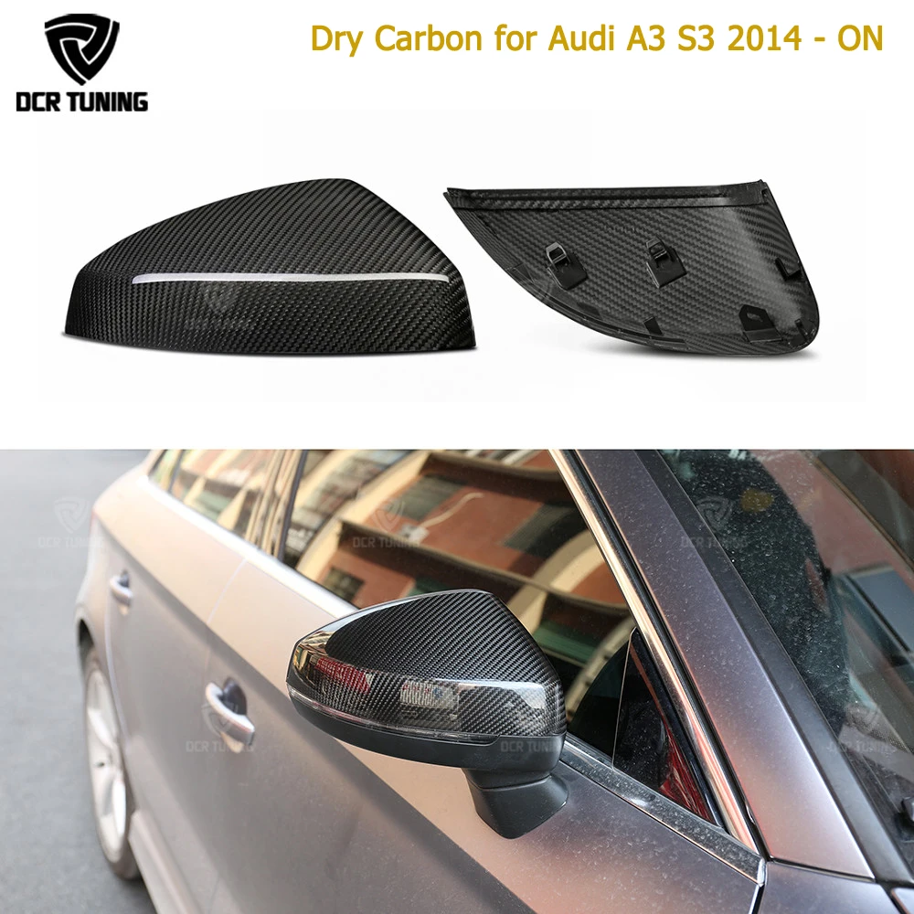 Dry Carbon Real View Mirror Cover For Audi A3 S3 RS3 2014 2015 2016 - UP Car Styling Dry Carbon Side Caps 1:1 Replacement Style