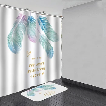 

Quality Bathroom Shower Curtain Polyester Bath Curtains Multi-size Colorful Feather Pattern 3D Printed Shower Curtain Home Decor