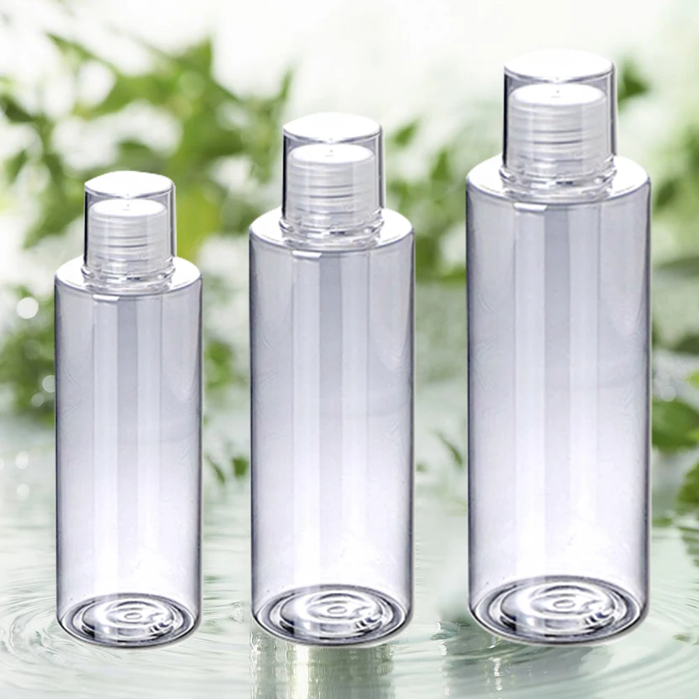 

Refillable Empty Screw Lids Plastic Clear Shampoo Toner Top Essential Oil Lotion Body Wash Travel Home Container Bottles