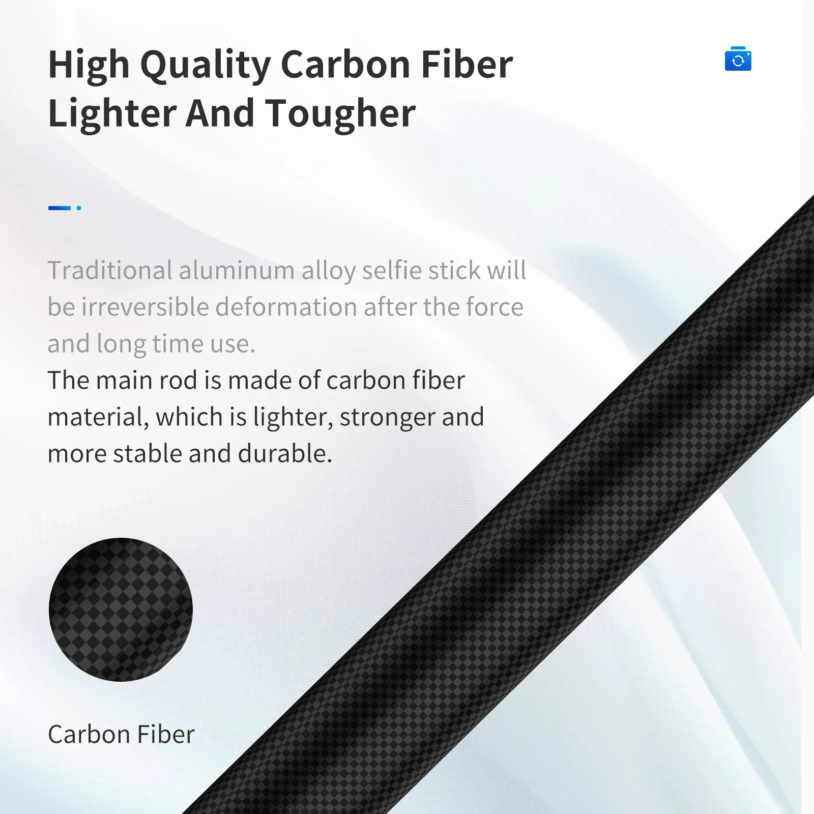TELESIN 116 cm Carbon Fiber Monopod Selfie Stick Extendable With 1/4 Screw For GoPro Hero 10 9 8 7 Insta360 Osmo Action