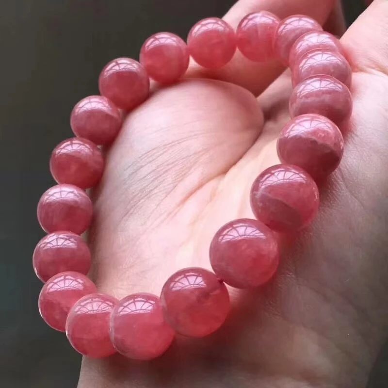 

Certificate Natural Rose Rhodochrosite Argentina Round Beads Woman Bracelet 11mm Wedding Gemstone Fashion New style AAAAA