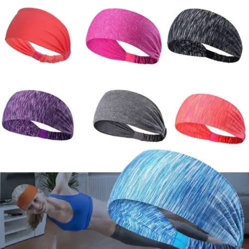 Elastic Striped Headbands for Women Girls Sport Running Yoga Head Band Cotton Wide Hair Band Turban Head Warp Hair Accessories