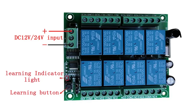DC 12V 24V 8 CH Channels 8CH RF Wireless Remote Control Switch Remote Control System receiver transmitter 8CH Relay 433 MHz
