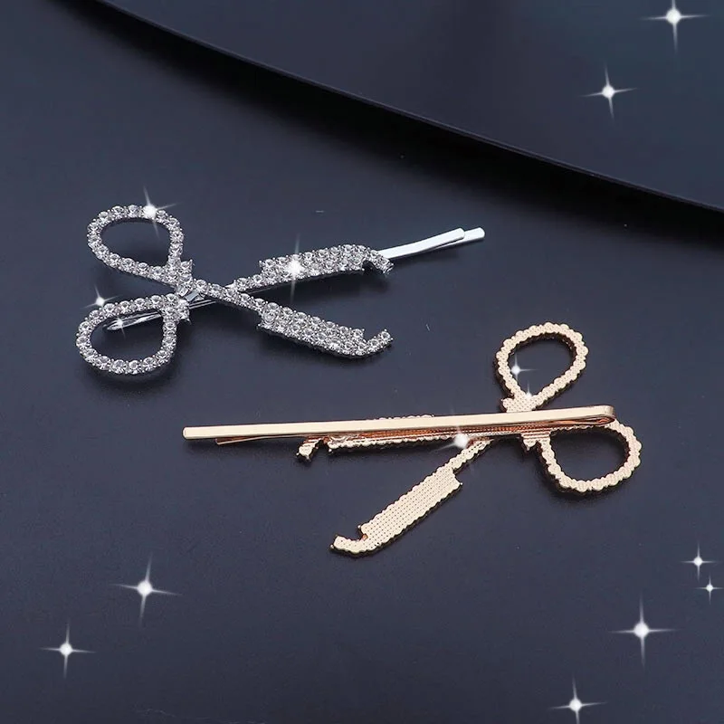 

Rhinestone Scissors Hairpin Rhinestone Word Clip Hairpin Hair Accessories Clip Edge Clip Headdress Adult Girl Hair Accessories