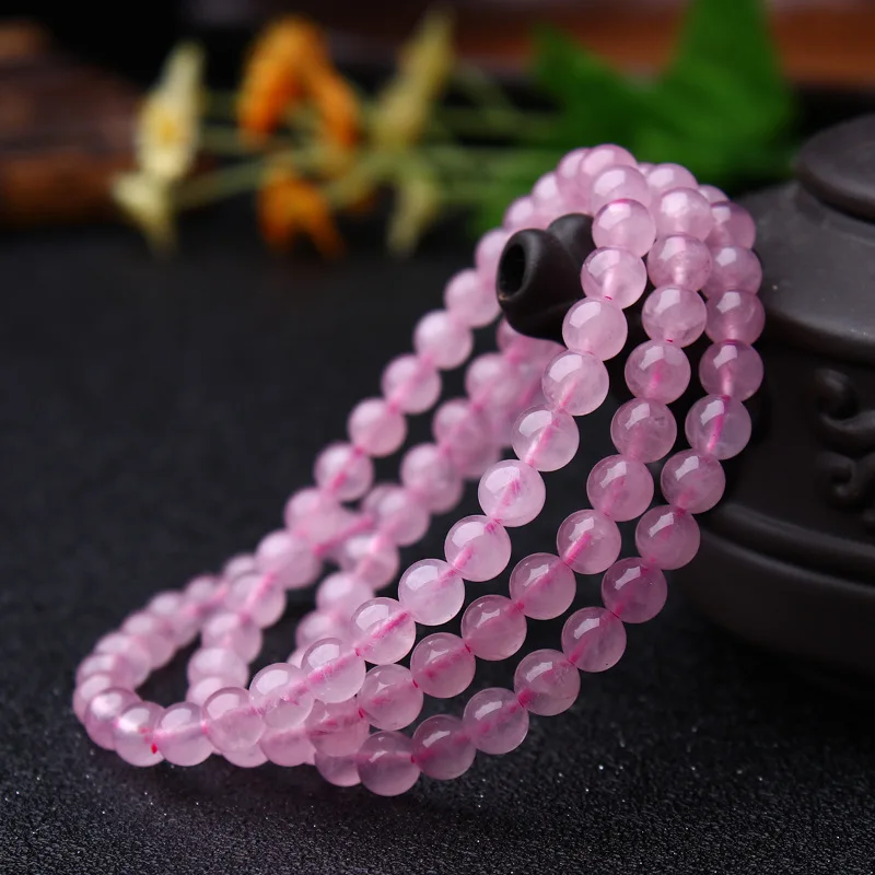 

Hot selling,natural Madagascar Pink Crystal Bracelet Pink Crystal three ring bracelet