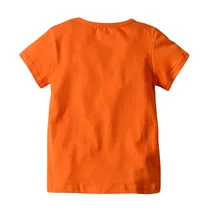Лето ; стиль; европейский и американский стиль; короткий рукав; цв. Оранжевый; короткий рукав; принт "автомобиль" детская футболка