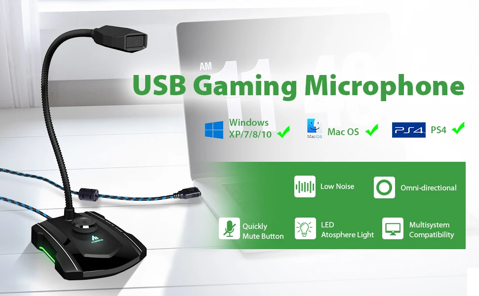 MAONO GM30 USB компьютерный микрофон всенаправленный конденсаторный игровой микрофонный Plug& Play микрофон с отключением звука для записи YouTube Skyp