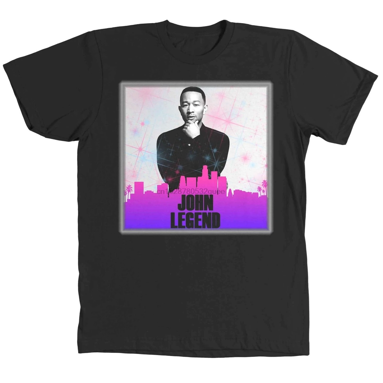 Футболка с логотипом John Legend черная футболка изображением американского человека