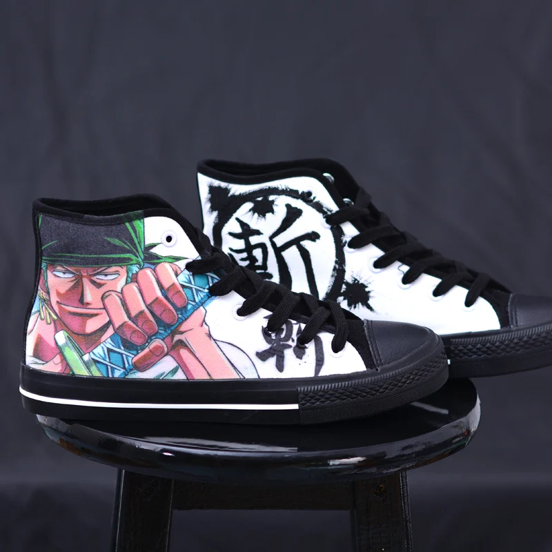 Обувь для костюмированной вечеринки с граффити; Cos Roronoa Zoro; парусиновая обувь с высоким голенищем; модная повседневная обувь для студентов