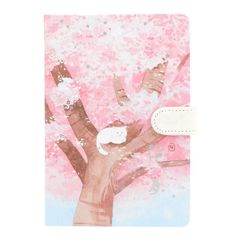 1pcs New diary book Sakura notebook girl heart account diary plan notebook small fresh magnetic buckle notebook diary A5 - Цвет: 07