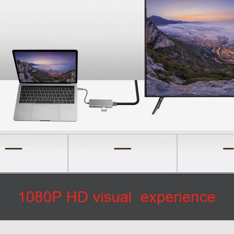 Plug and Play Алюминиевый сплав USB C для Hdmi VGA Ethernet адаптер многофункциональный концентратор 4K HD USB 3,0 концентратор док-станция