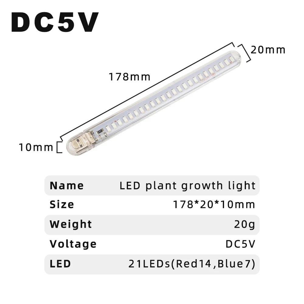 DC5V LED Plant Growing Lamp bulb 21LEDs USB Portable LED Grow Lights Full Spectrum LED Phyto Growth Light for Succulent Plant