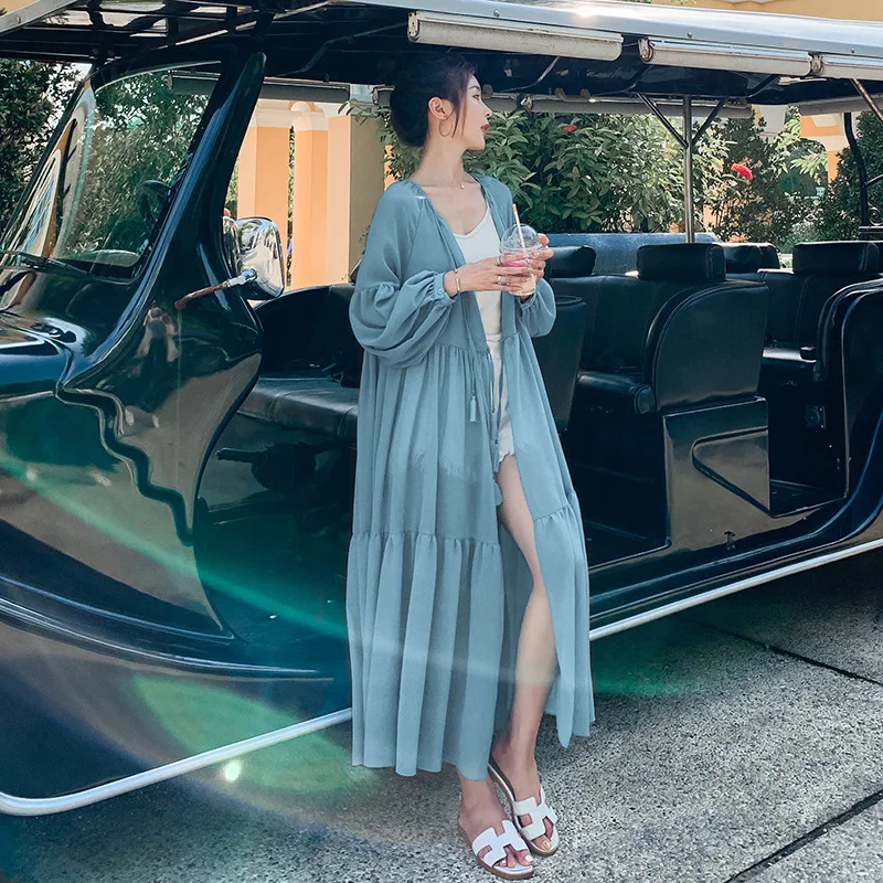 

Sun Protection Clothing Female 2019 New Style Fairy Seaside Holiday Lace-up Sun Protection Clothing Summer Long Outdoor Shawl Su