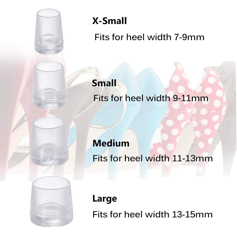 8 Pairs High Heel Protector Heel Repair Caps Covers, Extra Small, Small, Medium, Large, Clear high heel protectors for walking o