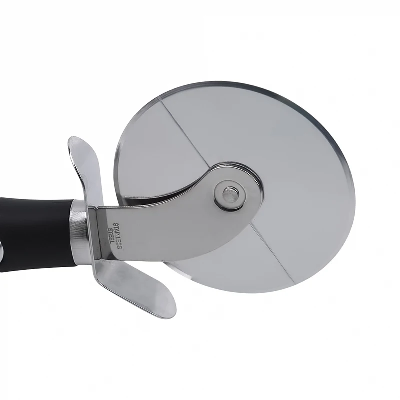 New Stainless Steel Crepe Knife Pizza Baking Tool Big Rubber Handle Pizza Wheel Round Rotating Special Wheel Cutter Cuttings