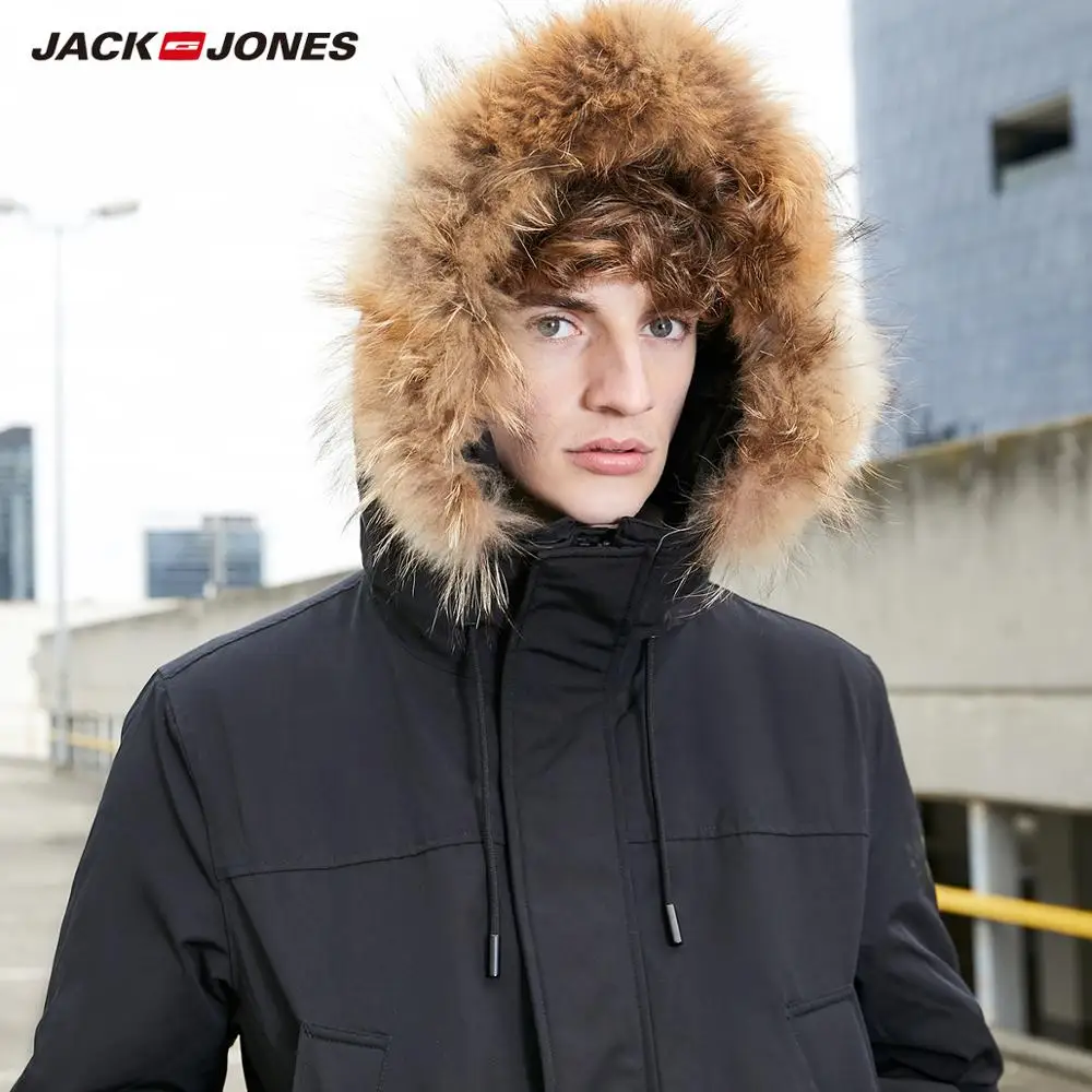 Goedkoop Mlmr Mannen Winter Bontkraag Capuchon Lange Donsjack Hoodie Bovenkleding Parka Jas Jackjones Menswear Merk 218312517