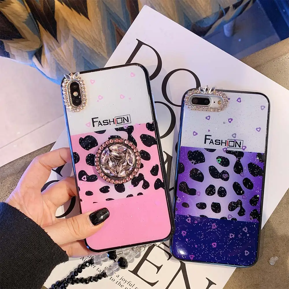 Чехол для телефона KISSCASE с леопардовым принтом iPhone XR X 7 8 Plus кольца-держатели