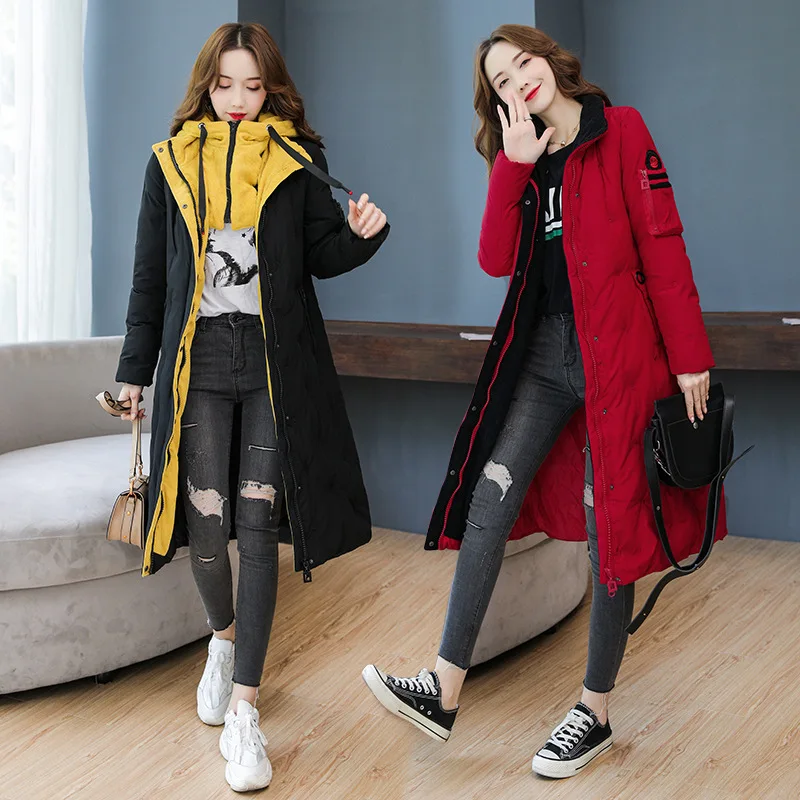 

2019 Winter over-the-Knee Long down Jacket Cotton-padded Clothes Women's-Style Korean-style Slimming Cold Protective Clothing Wa