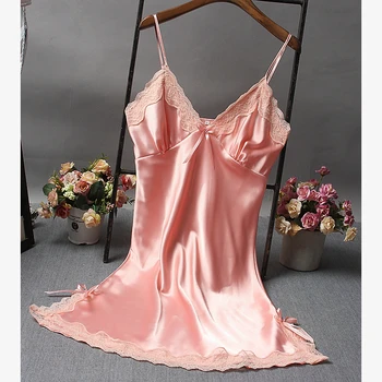 

Nightgowns Sleepwear Night Dress Women Gown Silk Lingerie Sexy Satin Nightwear Sleep Wear Sleepshirts Satin Nighty Nightgown