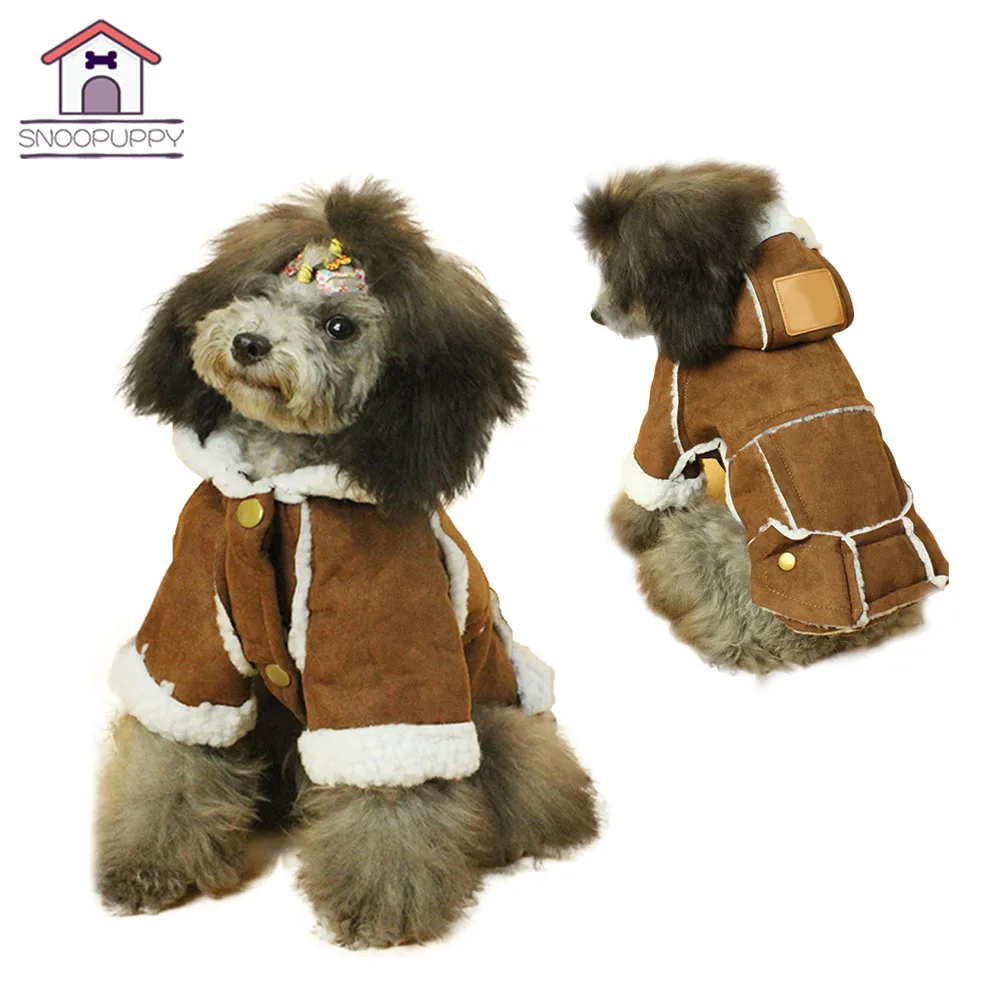

Winter Dog Clothes Jacket For Small Medium Dogs Brown Warm Soft Lambswool Chihuahua Dachshund Clothing