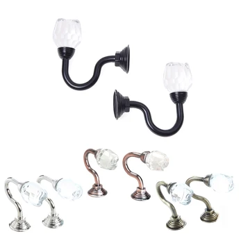 

2PCS Vintage Crystal Wall Tieback Curtain Hook Tassel Towel Hanger (Silver)