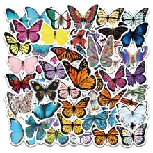 Autocollants colorés en forme d'animaux et de papillons pour ordinateur portable, réfrigérateur, téléphone, guitare, bagages, dessin animé, décalcomanies, jouets pour enfants, 10/30/50 pièces