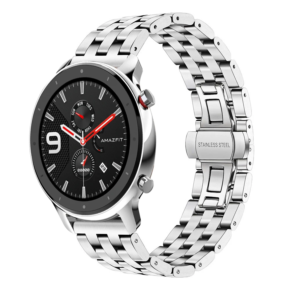 High-End Strap For Xiaomi Mi Watch Color Band 22mm Butterfly Buckle Watchbands Five Beads Stainless Steel Metal Bracelet