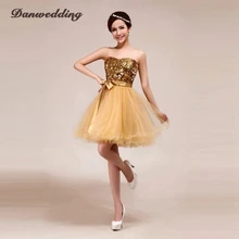 Золотое платье для выпускного вечера с круглым вырезом и золотыми блестками, короткое/Мини платье из тюля с поясом на молнии, платье для выпускного вечера, красивые вечерние платья для девушек