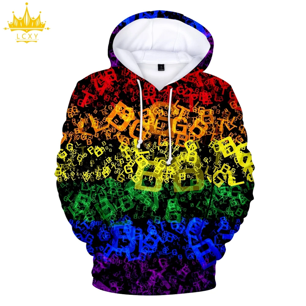 3D LGBT женские толстовки с капюшоном 2019 Kpop Off многоцветный белый сам зимний свитер
