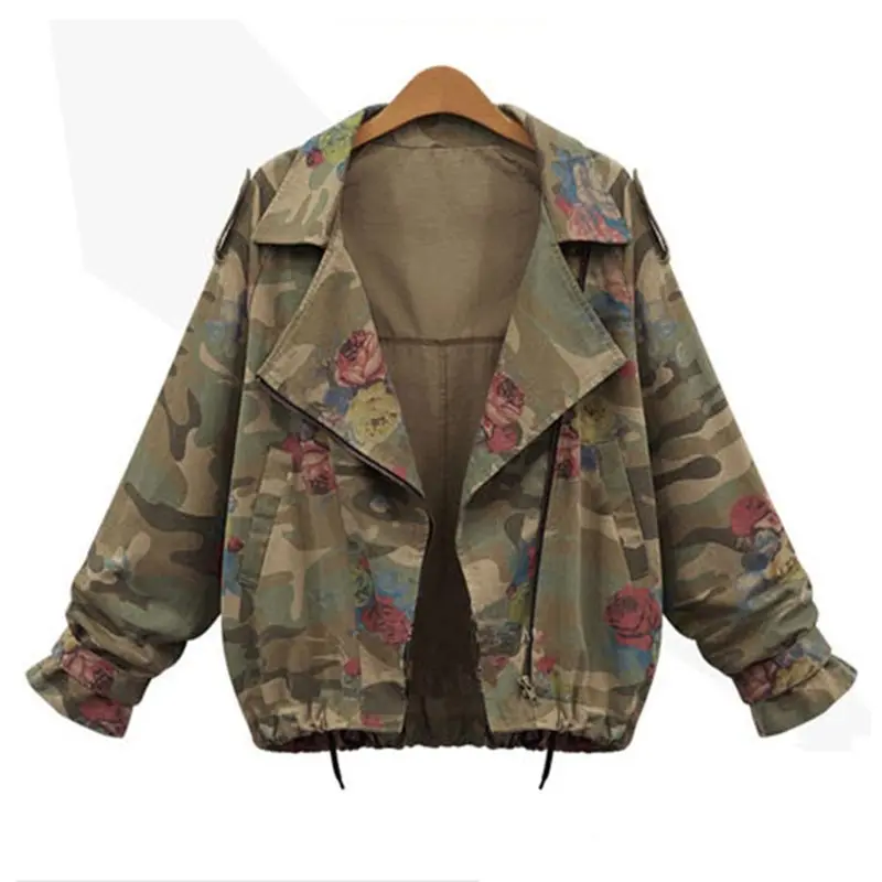 

Camo Jacket Women Autumn Spring 2019 Military Fashion Camouflage Windbreaker Short Coat Harujuku High Street Outwear