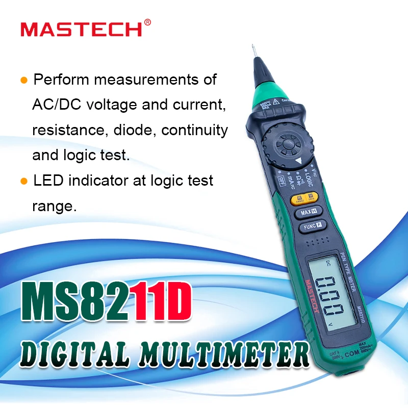 Цифровой мультиметр MASTECH MS8211D с автоматическим диапазоном измеритель типа ручки