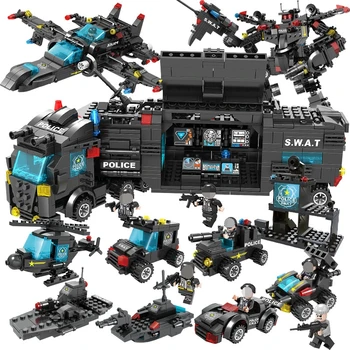 

780pcs City Police Station Car Building Blocks For City SWAT Team Truck House Blocks Technic Diy Education Toy For Boys Children