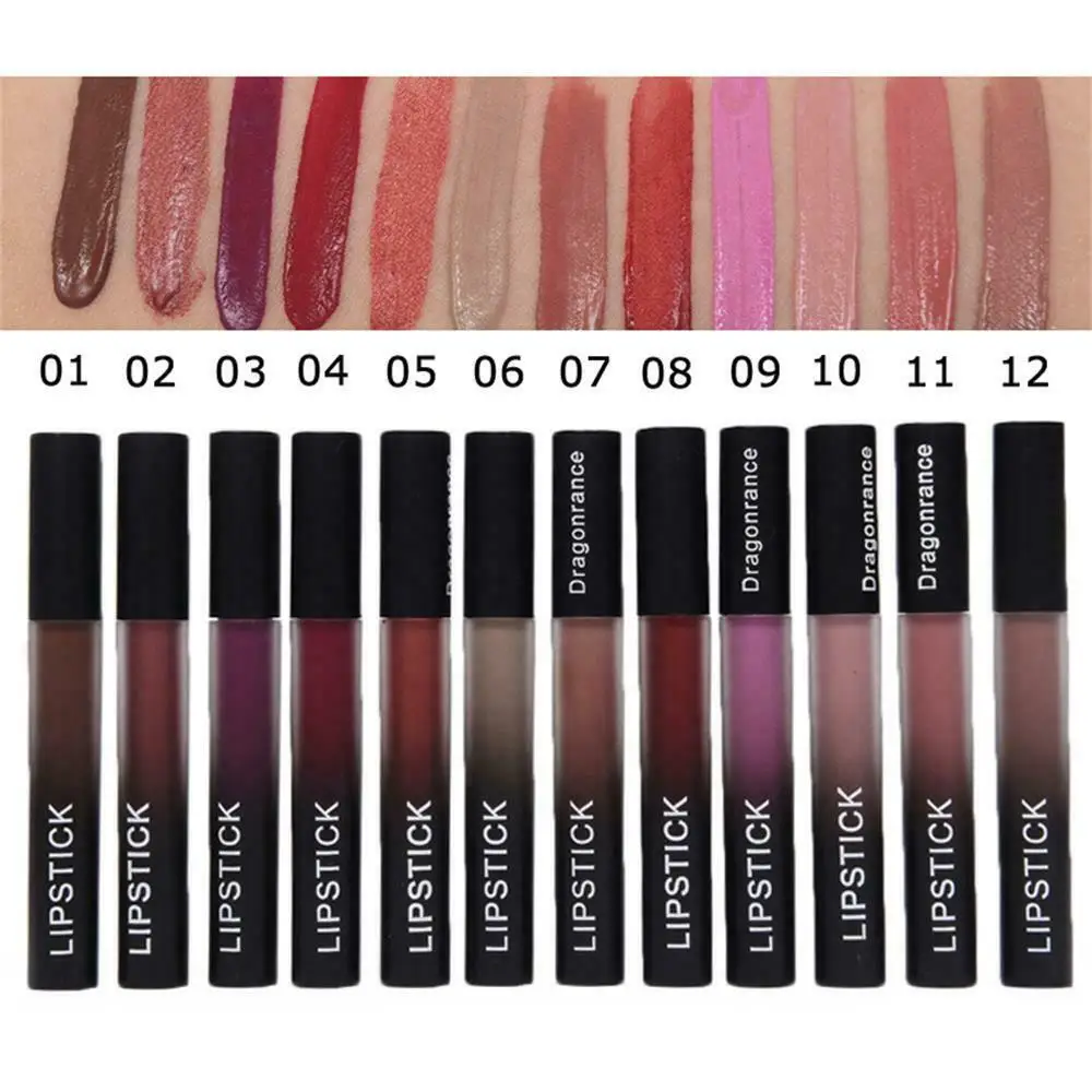 12 Colors Waterproof Lip Gloss Lipstick Moisturizer Rouge Liquid Lipstick Bite Lips Makeup Long Lasting Women Beauty Makeup