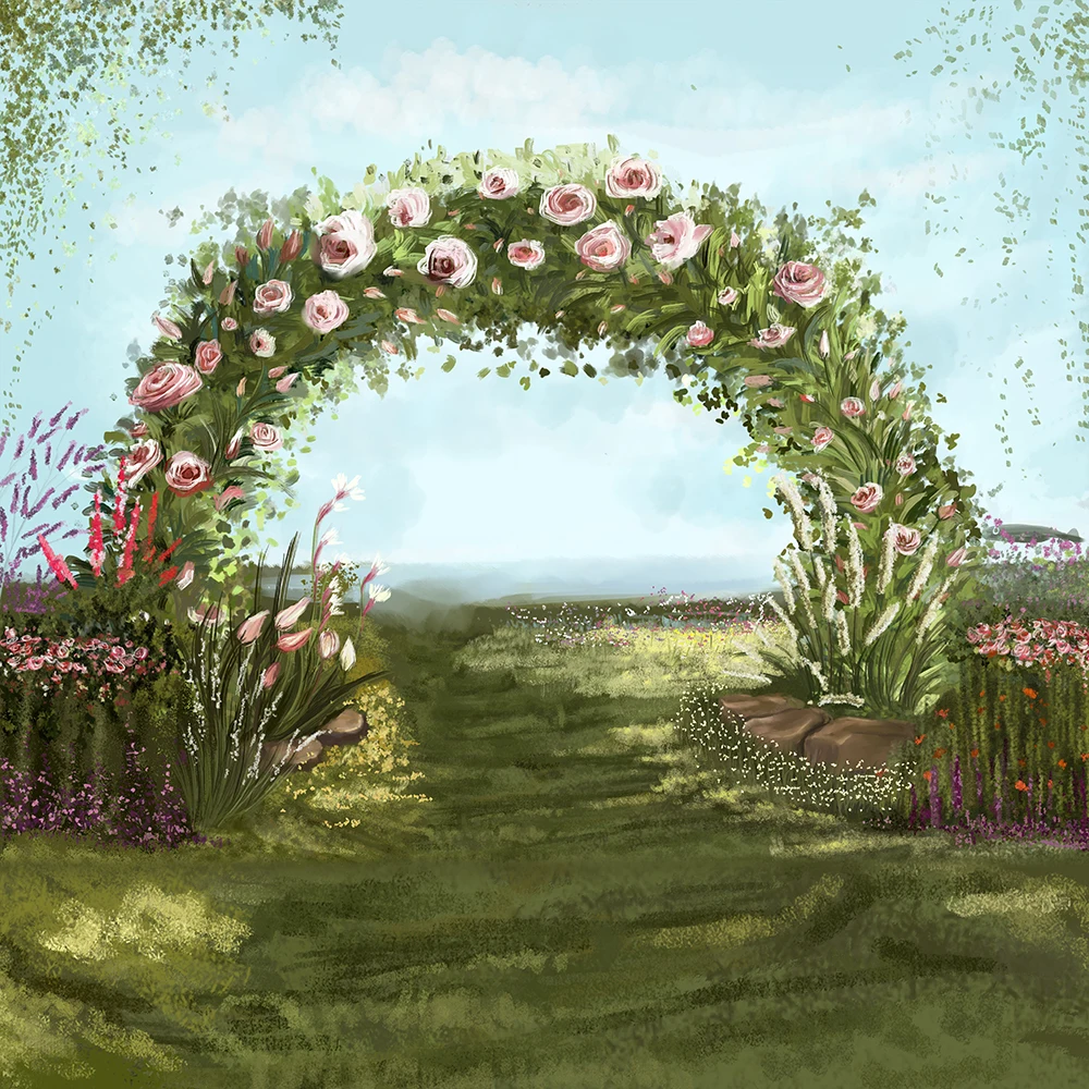 Round flower arch photography backdrops text spring photo backdrop photographic background photocall party decorations W3914 | Электроника