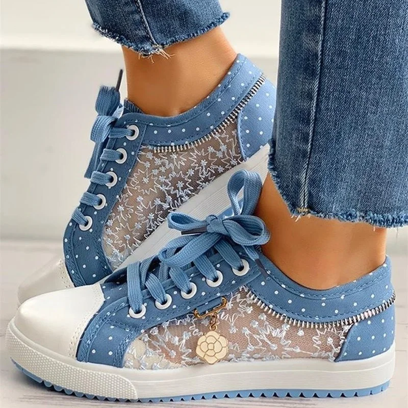

Summer Women Flat Shoes Leisure Sexy Mesh Hollow Female Canvas Shoes Fashion All-Match Comfortable Lace Up Lady Casual Shoes
