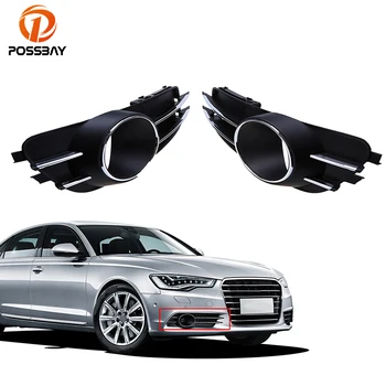 

POSSBAY Front Lower Bumper Fog Light Grilles Grill for Audi A6 C7 Sedan/Avant 2011-2015 pre-facelift Foglamp Cover Car-styling