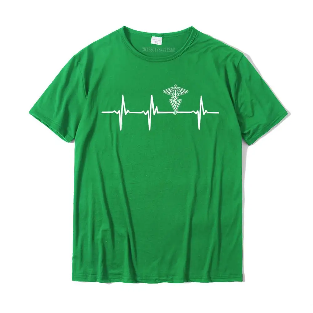 Printed On Slim Fit Summer Autumn 100% Cotton Crewneck Men Tops Shirt Street Tees Funny Short Sleeve T-shirts Wholesale Veterinary Caduceus Heartbeat Veterinarian Vet Tech T-Shirt__MZ16386 green